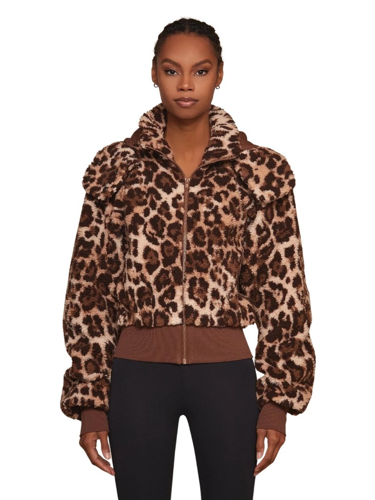 The Noli Shop Bianca Sherpa Jacket Large Zip Up Long Sleeve Mob Wife Outerwear